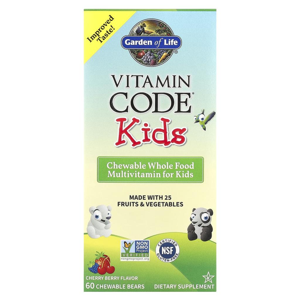 Vitamin Code® Children's, Chewable Whole Food Multivitamin, Cherry Berry, Bear Shaped Chewables, 60 Tablets
