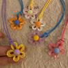 1PC Choker Unique Floral Fashion Small Flower Trendy Long Collarbone Chain New Colorful Adjustable Necklace Cute