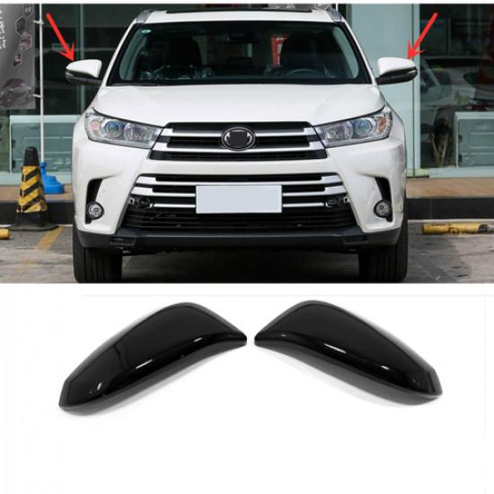 For Toyota Highlander 2015- Bright Black Side Mirrors Rearview Trim Cover 2X