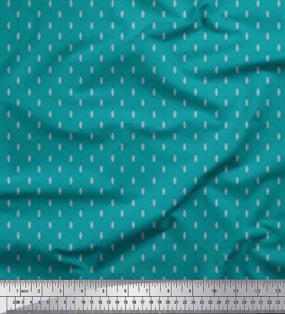 Soimoi Japan Crepe Satin Fabric Dot & Leaves Small Motif Shirting Print Fabric by the Metre 42 Inch