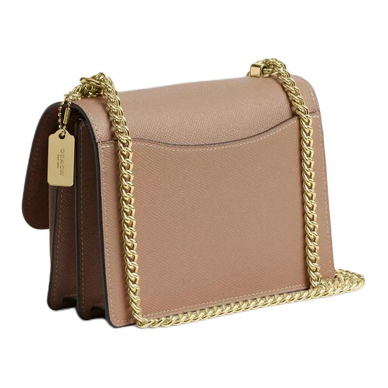 Coach Klare 18 Letter Logo Chain Shoulder Strap Recycled Leather Fiber Crossbody Shoulder Bag Mini Women's Taupe