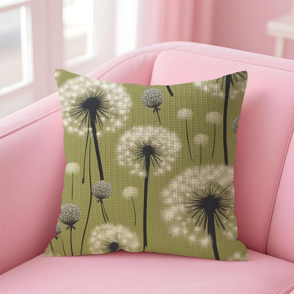 Модная наволочка с одуванчиками Натуральная льняная наволочка Двусторонняя печать Декоративная наволочка для дивана Домашний декор Подарок 30x30cm