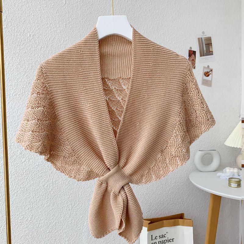 Șal Tricotat de Vară pentru Femei - Stil pentru Aer Condiționat, Articol Exterior Cheongsam High-End pentru Protecția Umerilor și Gâtului, Ideal pentru Rochii.
