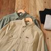 Męska koszula z długim rękawem w stylu retro cargo, wiosna/jesień, czysta bawełna, koszule casualowe, podwójna kieszeń, kwadratowa, cienkie guziki, kurtki dla mężczyzn