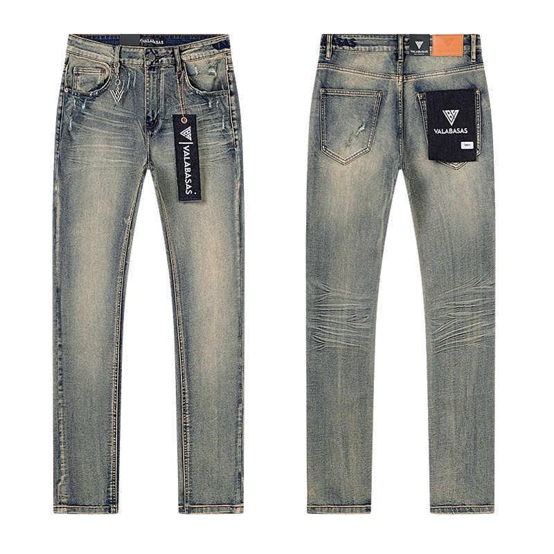 Valabasas Stil '' Retro Distressed Gewaschene Stretch Schlagjeans Herren Damen Streetwear Freizeit Hosen