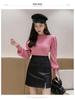 Women's High-Waist PU Leather A-Line Skirt - Black Slit Short Skirt for Autumn/Winter