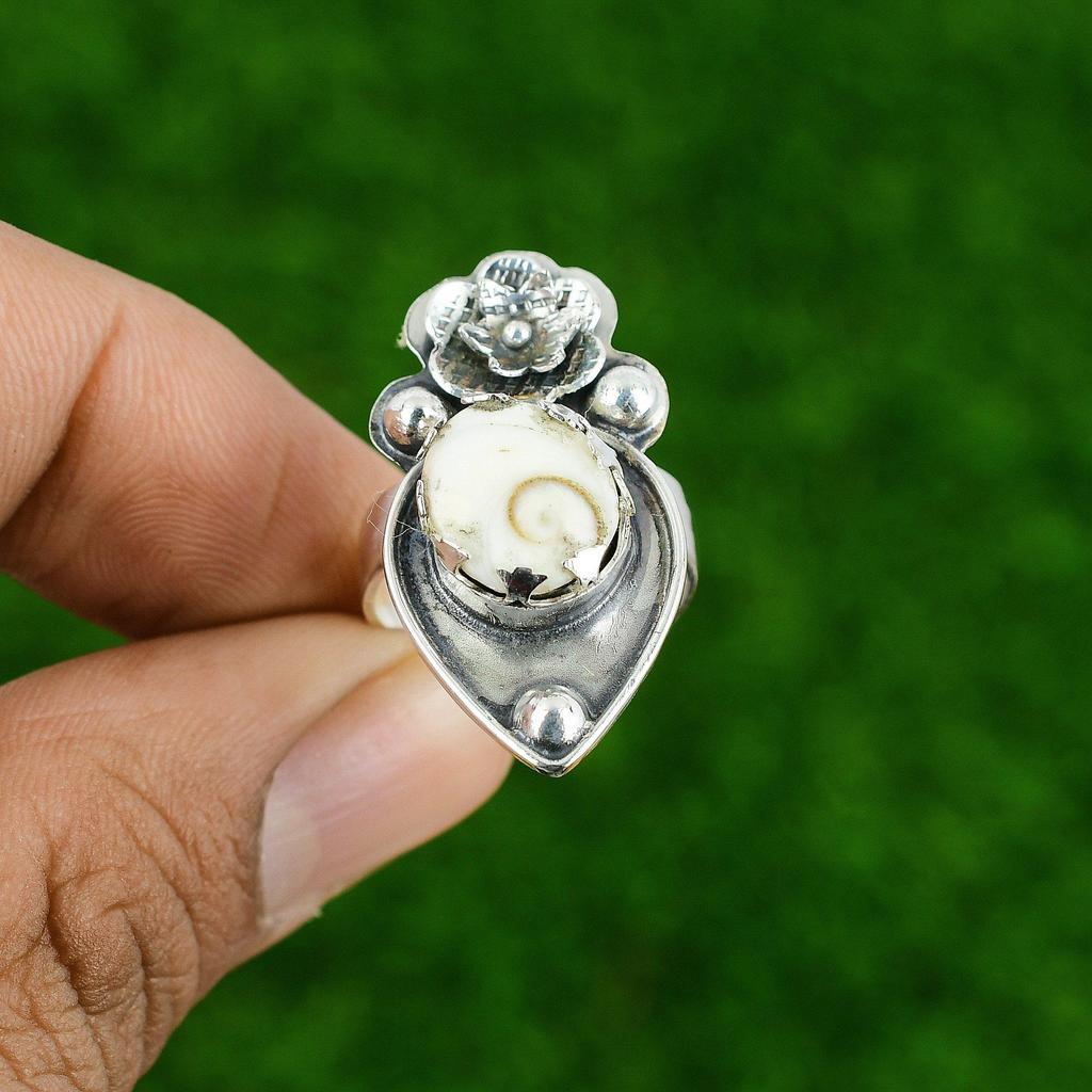 Natural Shiva Eye Shell Multi Stone Flower Adjustable Ring 925 Silver For Girls