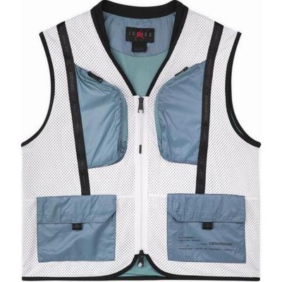 Colete de malha Colorblock com bolsos grandes masculino tops cinza branco DM1387-030