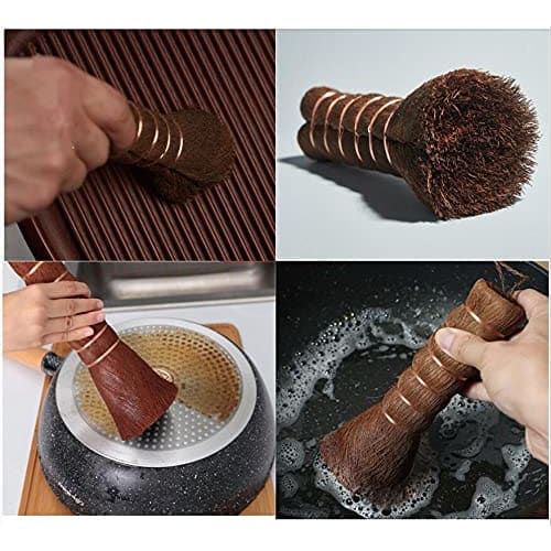 Kitchen brush, palm scrubber, healthy scrubbing brush, handle kitchen brush, dish brush, for woks and iron frying pans, Kamenoko scrubber, palm and co