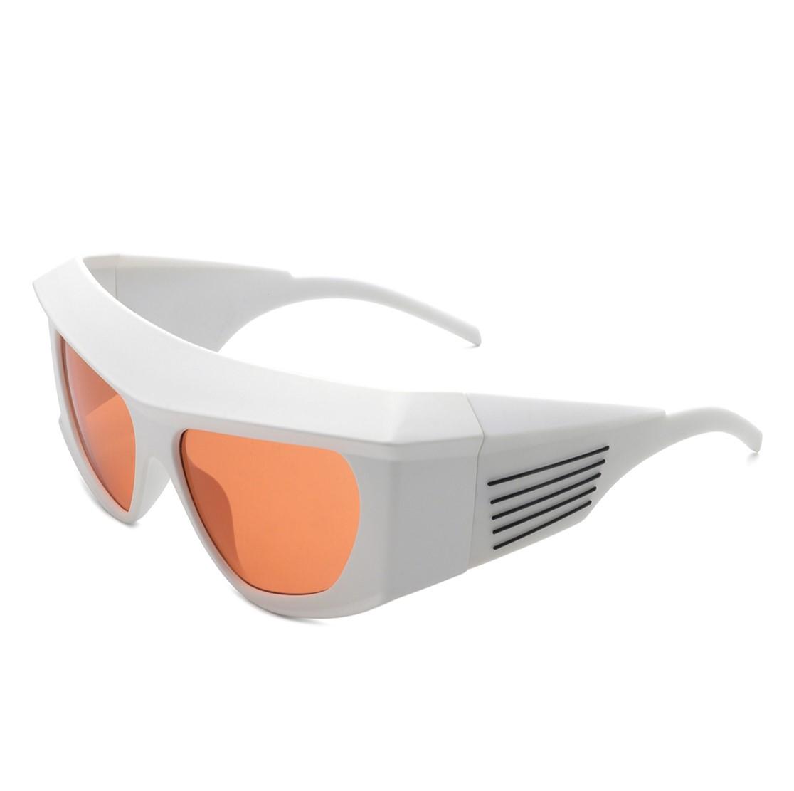 

MAXJULI One Piece Sunglasses for Women Hip Hop Sun Glasses Men Vintage Shades W8235