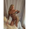 Fishnet Transparent Teddy Bodysuits Erotic Crotchless Lingerie Women Mesh Hollow Bodystocking Sexy Off Shoulder Teddies Bodysuit