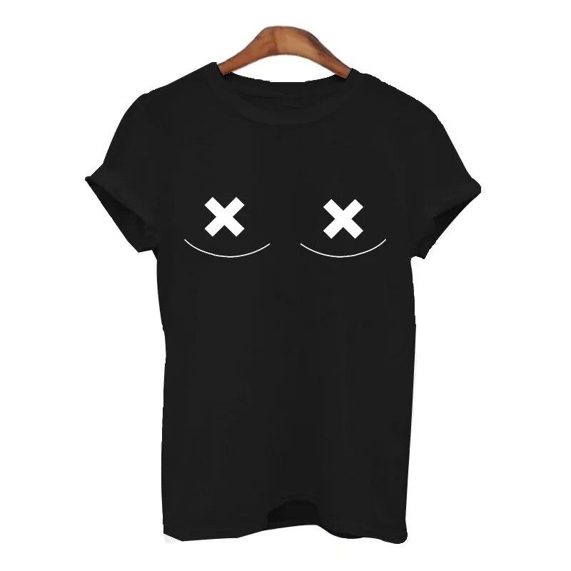 Летние футболки для женщин harajuku с принтом «сиськи и грудь» — фото 10