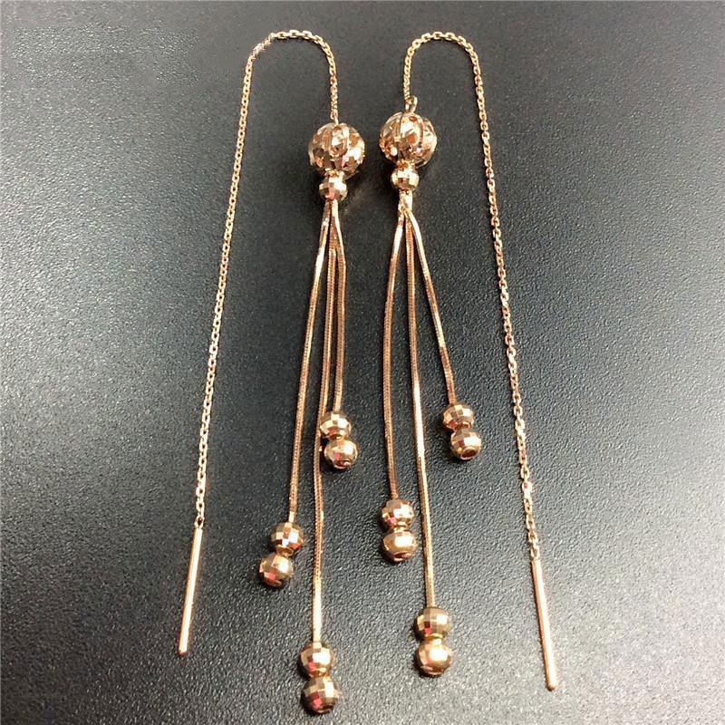 Серьги-линии с бахромой, кость змеи, фиолетовое золото, покрытие розовым золотом, длинные, высококачественные, цветные золотые серьги