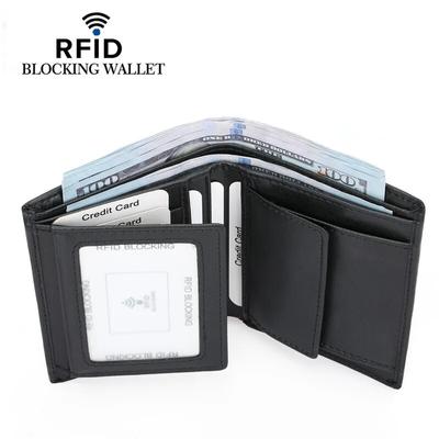 RFID Leather Wallet for Men with Coin Pocket Trifold Wallets with Multi Cards Slots Holder Credit ID Bank Card Holders Purse