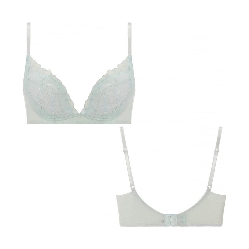 AMOSTYLE Charming Glamor Wireless Sparkling M010 Size D70 Bra, Ocean, (Green),