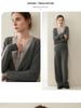 2025 Fall/Winter Women's Color Block V-Neck Cashmere Faux Two-Piece Cardigan