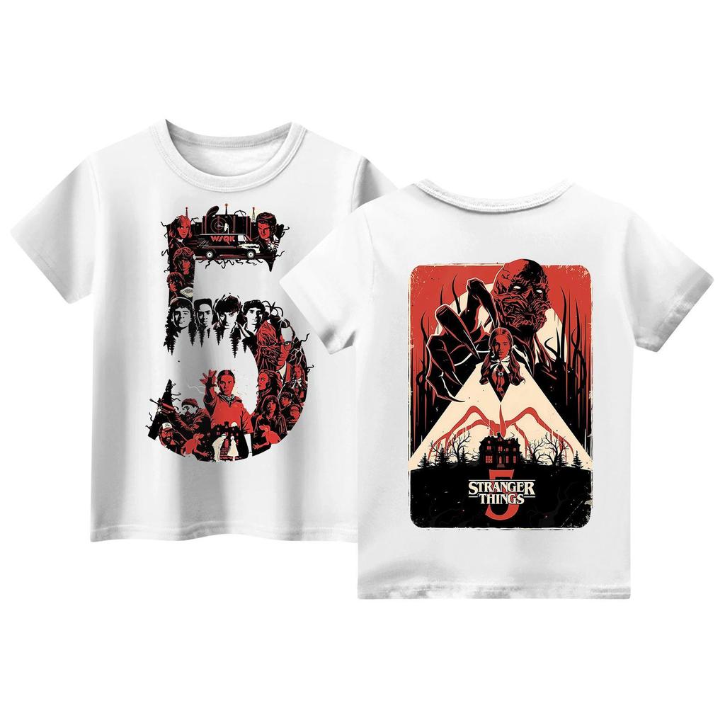 Children's Short Sleeve Tops Casual Print T Shirt Round Neck Pullover Blouse