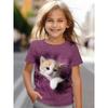 Fashionable Summer Children's Top Creative Colorful Cute Animal 3D Printed T-shirt Girls Comfortable Soft Breathable Short Sleeves T-shirt