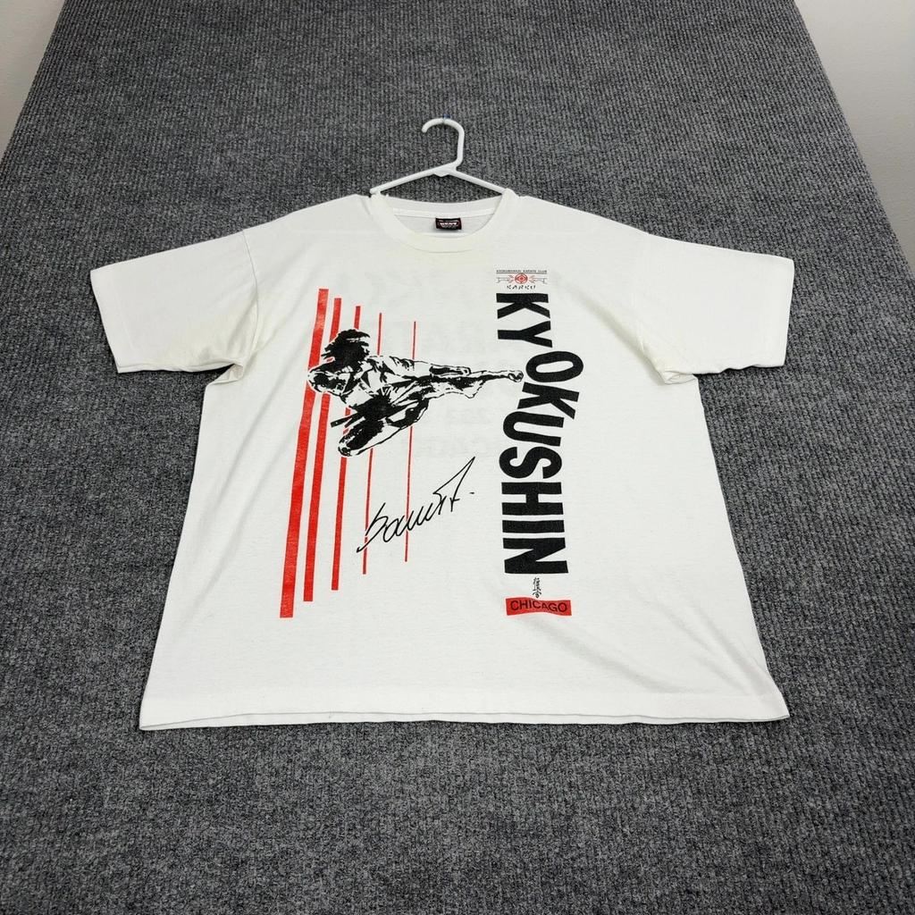 Vintage Kyokushin Karate Fruit of the Loom T Shirt Mens XL White Cotton Blend
