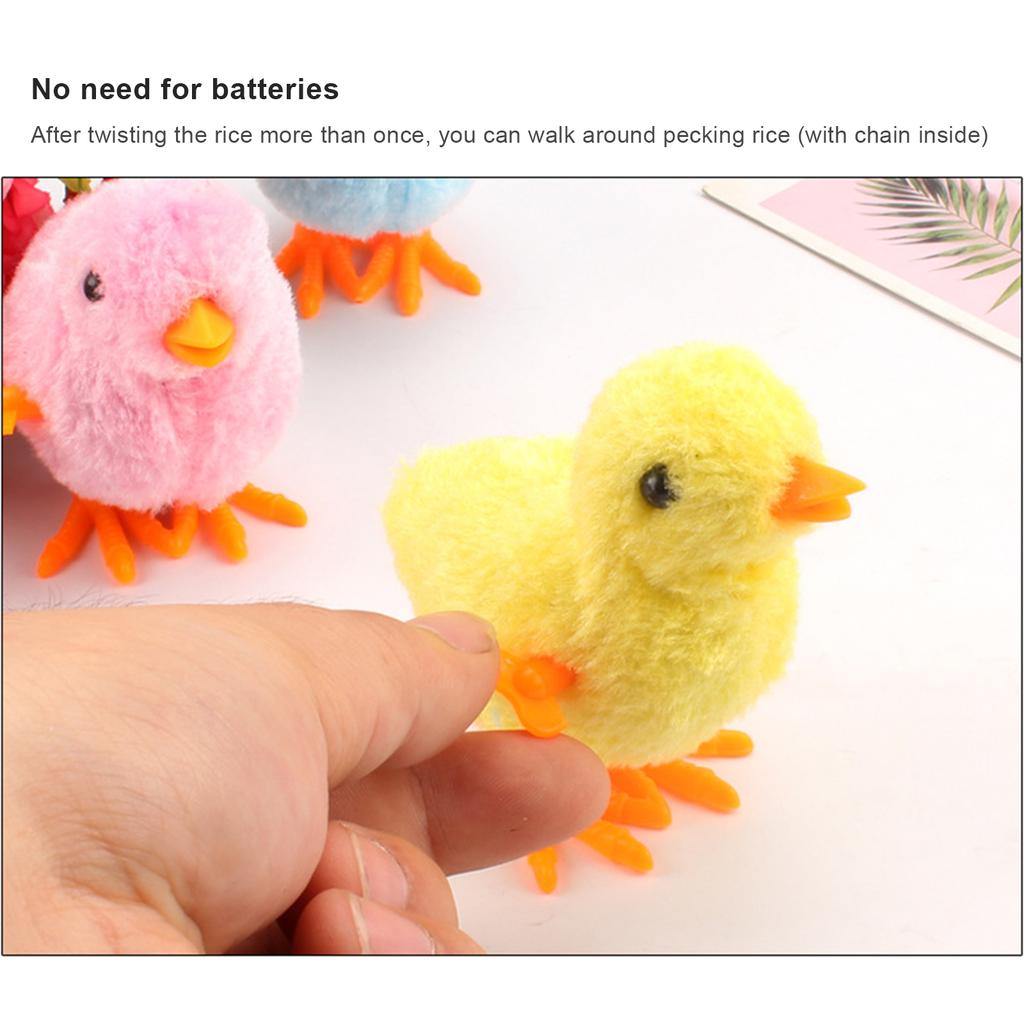 Walking Jumping Wind Up Clockwork Chicken Plush Toy Cute Cartoon Animal Doll Kids Gift