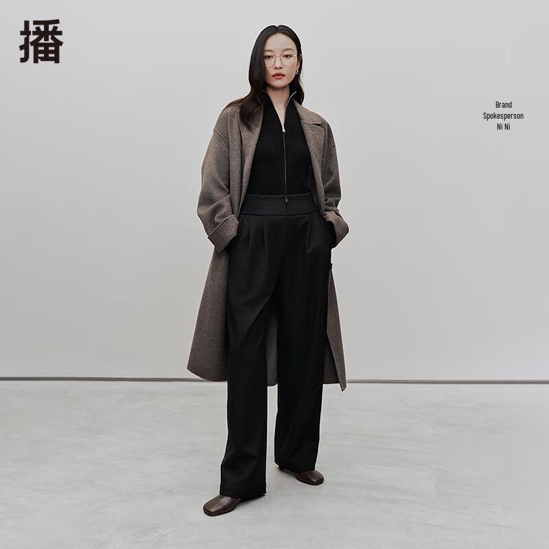 

Women s Single-Breasted Lapel Mid-Length Wool Blend Coat