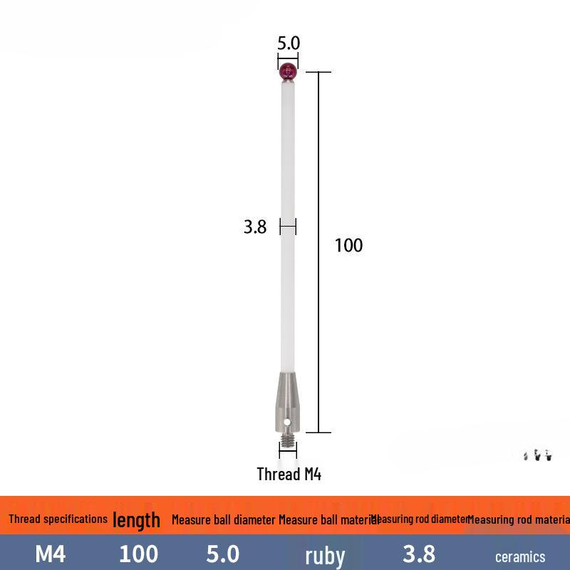 M4 Ceramic Rod Touch Probe - Jewel A-5000-3709/372