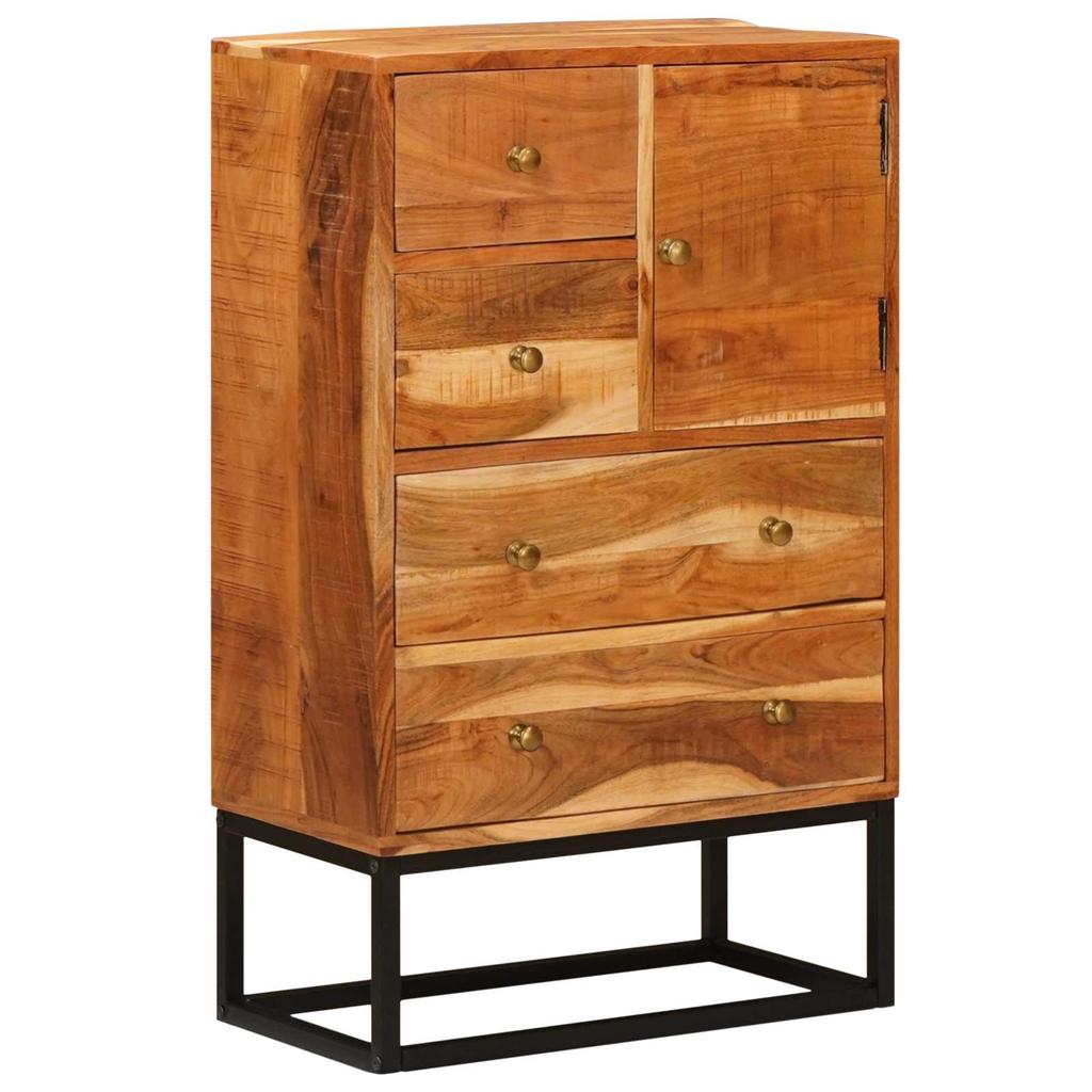 5 Drawer Chest of Drawers in Natural Finish 55 x 30 x 90 cm Solid Acacia Wood