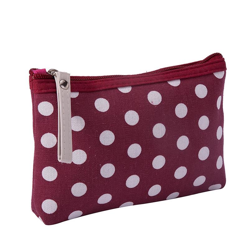 Canvas Dot Print Makeup Bag Women Cosmetic Bags Toiletry Bag Phone Organizer Key Phone Pouch Coin Purse Travel Cosmetic Bag