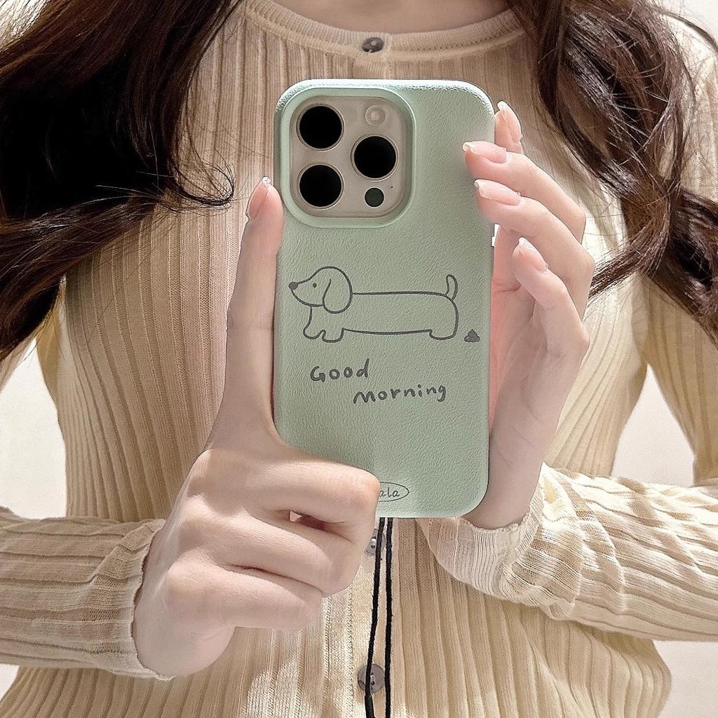 Skin Pattern Cartoon Tilting Dog for Apple 16 Promax Mobile Phone Case for IPhone 15 All-inclusive 14/13 Couple