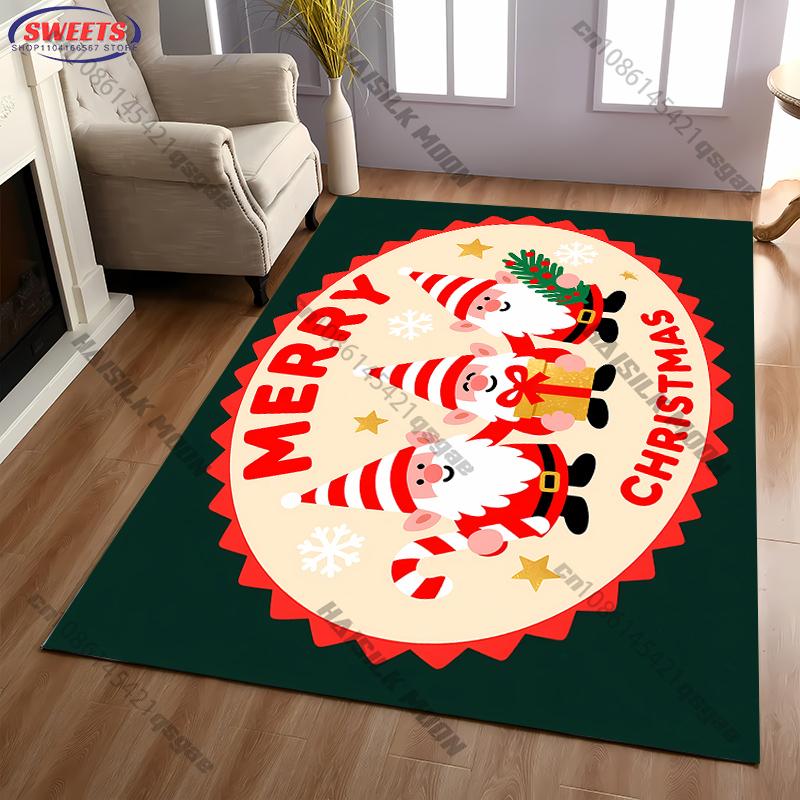 New Christmas Element Carpet Gingerbread Man Print Rug for Living Room Bedroom Bedside Kid's Room Christmas Decorative Mat