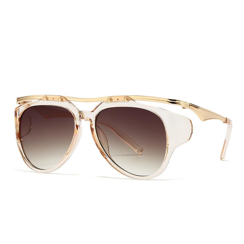 Luxury Designer Vintage Irregular Metal Pilot Sunglasses Women For gentlemen Sun Glasses Punk Rivet Sexy Ladies Popular Shades for daily use