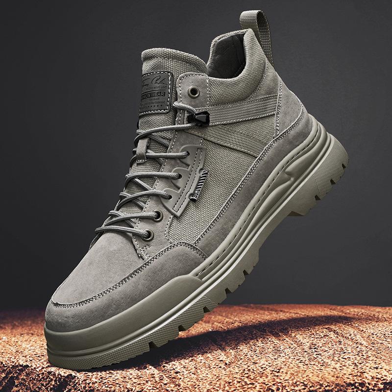 Autumn and winter Martin shoes men's medium-top platform tooling shoes winter men's trendy shoes sports casual retro single shoes