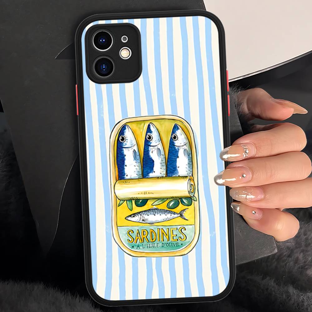 

Sardines Fish Phone Case For IPhone 13 12 X XS MAX Pro Max 16 15 11 14 Pro Max Shockproof Matte Cover iphone Xs Max