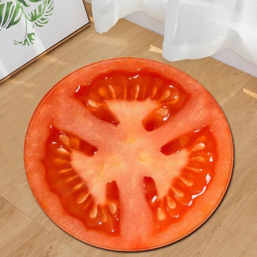 Tappeto Rotondo con Stampa di Frutta 3D Tappeto Circolare per Bagno Soggiorno Camera da Letto Decorazioni Tappetini Antiscivolo per Ingresso Tappetino per Porta Cucina