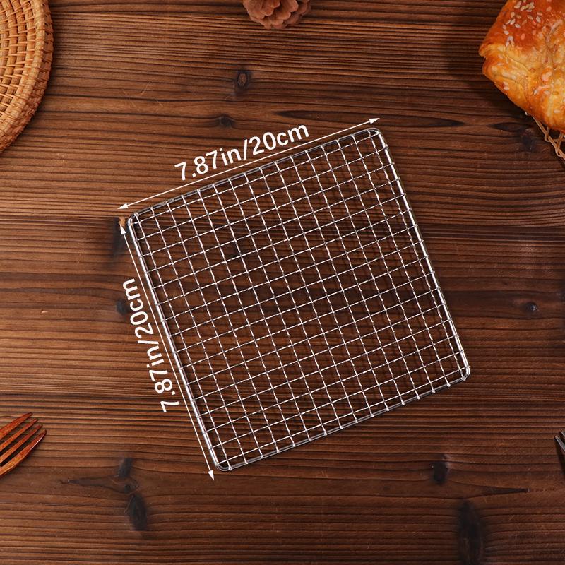 Stainless Steel Camping Grill Rack Grate Mesh Pads Portable Square Grilling Net Fire Cooking Outdoor Traveling Picnic Bbq Pad