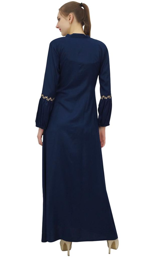 Bimba Women Long Dress Rayón Black Máximo Gown Bohemian