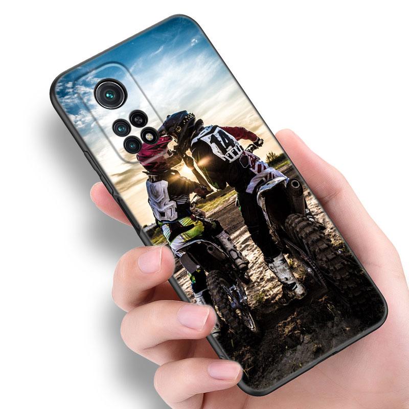 Moto Cross Motorcycle Sports Phone Case For Xiaomi Mi A2 8 9 SE Note 10 10T 11 12 Lite 9T 11T 12S 12T Pro A3 6X 12X Black Cover