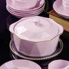 Jingdezhen Różowy Diament Złoty Brzeg Ceramiczny Zestaw Naczyniowy