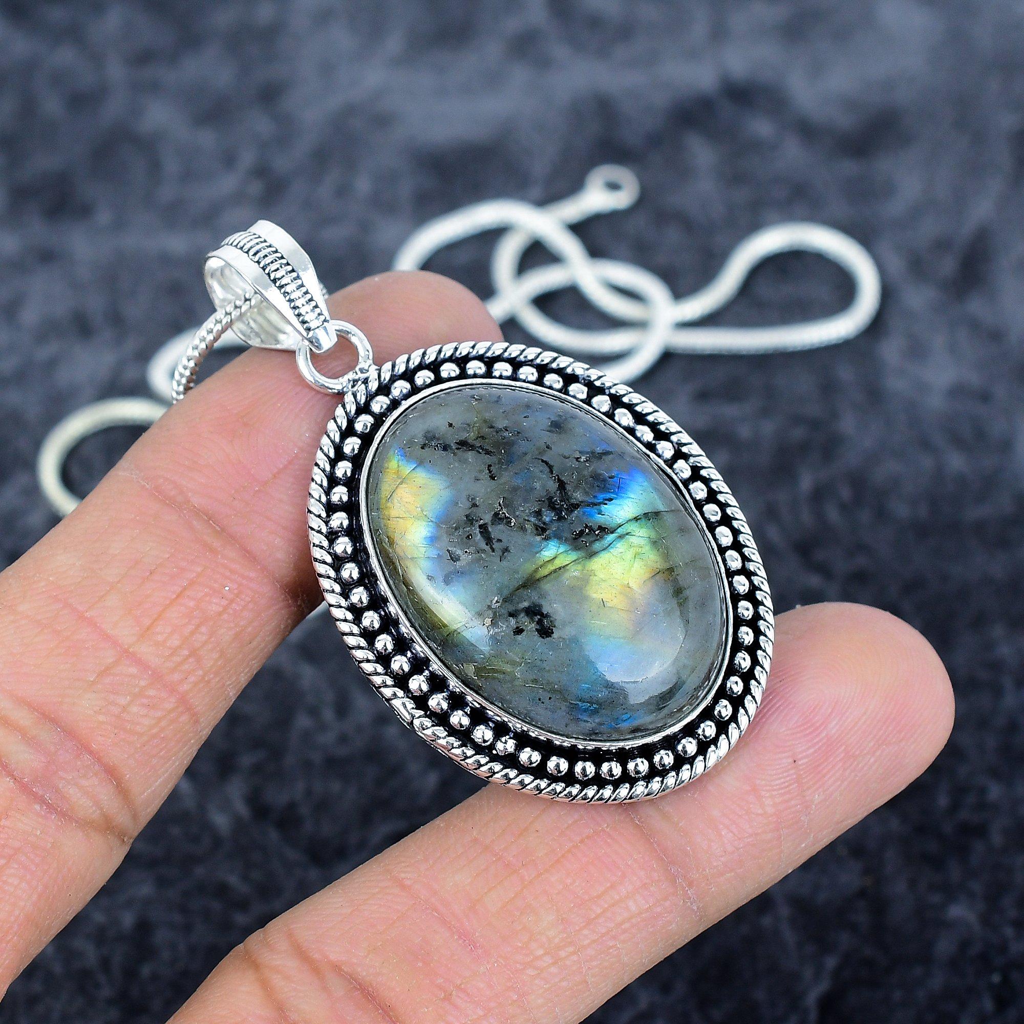 

Labradorite Gemstone Handmade 925 Sterling Silver Jewelry Pendant 2.13 M-2877