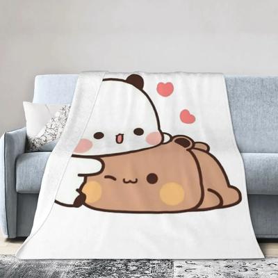 Bubu Dudu Panda Bear Blanket Soft Warm Flannel Throw Blanket Plush for Bed Living Room Picnic Travel Home Sofa
