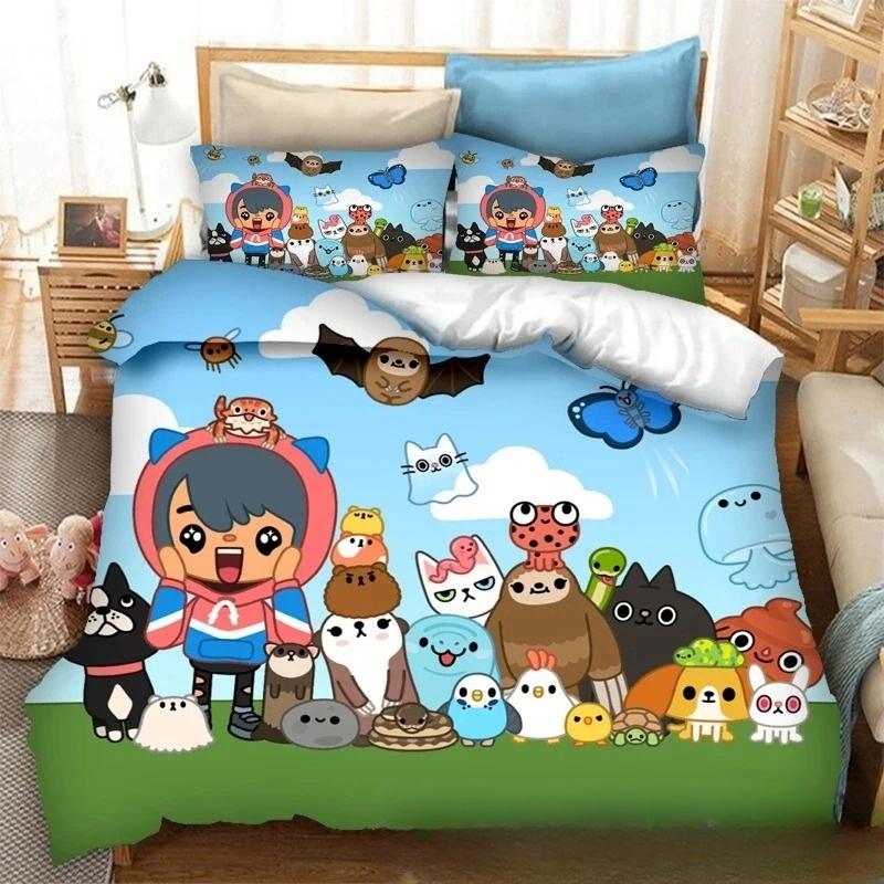 Jogo de impressão 3D Toca Life World Cartoons Conjunto de cama Duplo Twin King Capa de edredom Edredom Fronha Meninos Meninas Adultos Quarto