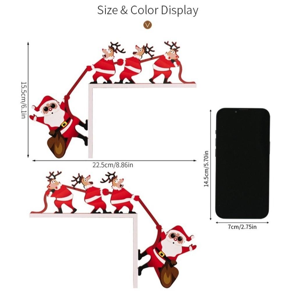 Santa Claus Door Frame Decoration Paper Versatile Paper Door Corner Easy To Install Decorative Uses Santa Claus Elk Sign