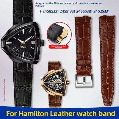 Pro Hamilton VENTURA Presley 80. výročí H24535331/H24525331/H24585331 Kožený řemínek Pásek na hodinky pánský Černý Hnědý Náramek