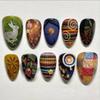 24PCS Retro Plaid Rabbit Pattern Stick On False Nails Artistic Forest Style Almond Fake Nails for Women Girls Sweet Ins Nail Tip