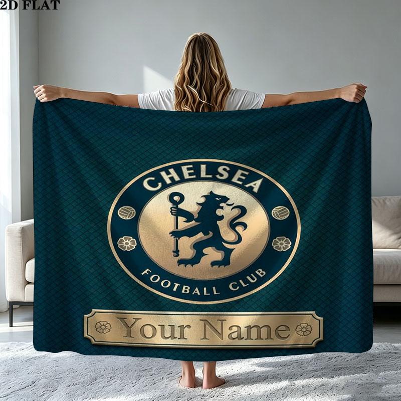 1PC Chelsea F Custom Name Patterned Flannel Blanket Suitable For All Seasons for Home Decor Warmth and Comfort Gifts Holiday Present