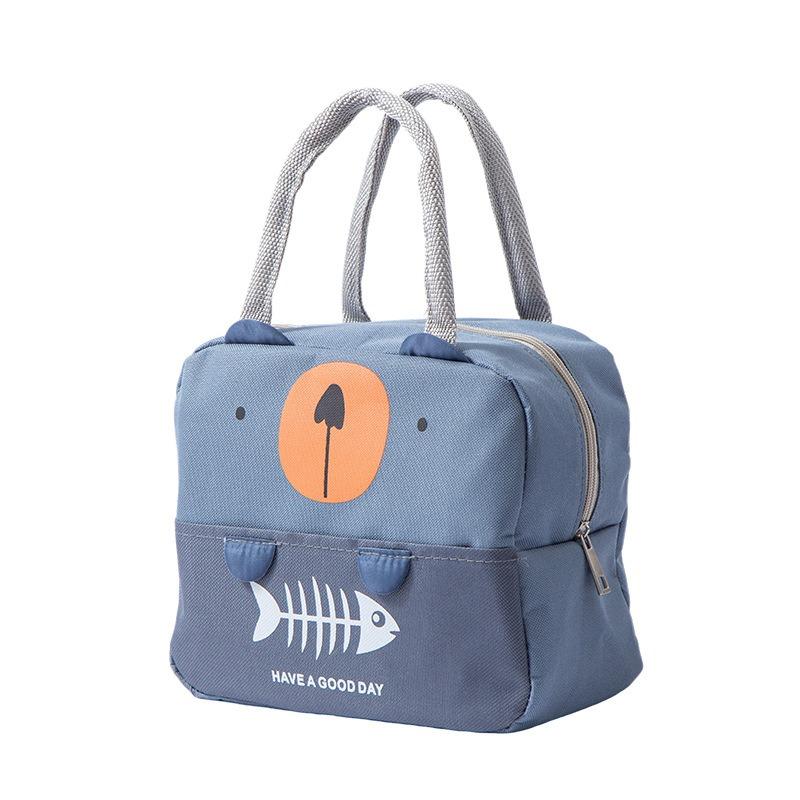 

1pcs Insulated Lunch Bag Tote Cartoon Animal Design Food Container Bag Outdoor Camping & Daily Commute Handheld Bento Bag синий