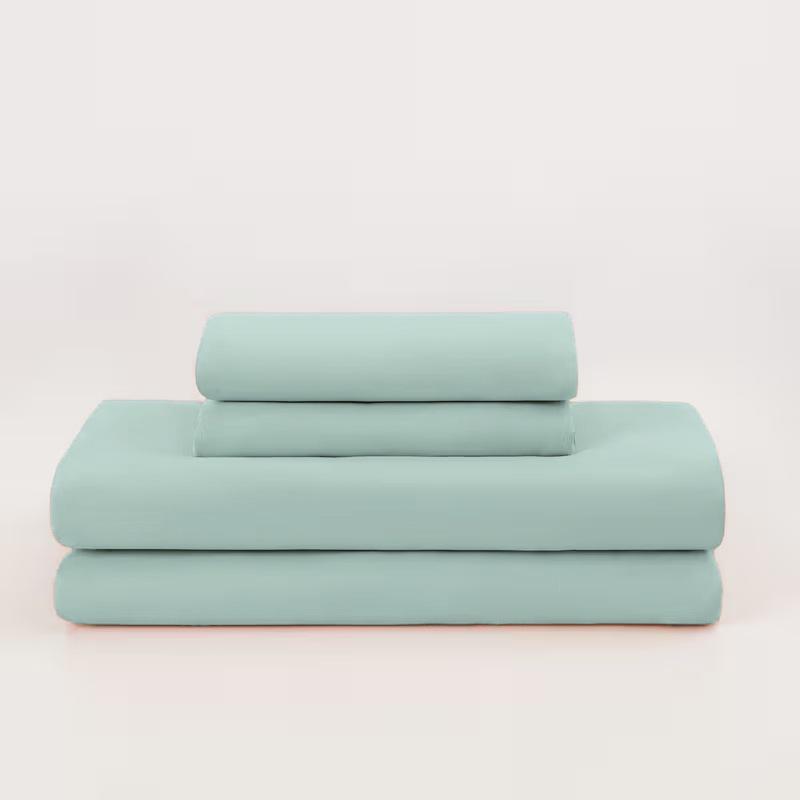 Solid Color Brushed 90g Fitted Sheet, Flat Sheet, and Pillowcase 4-Piece Bedding Set 90x200 cm