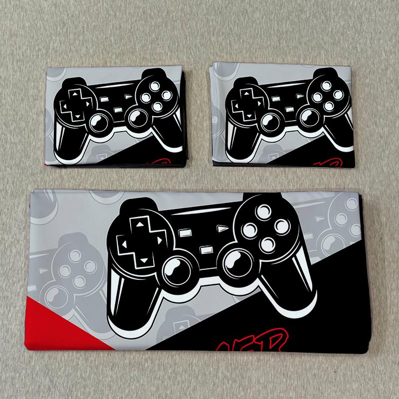 3-delige Splicing Game Console Bedding Cover Rood Zwart Blauw Zwart 100%Polyester 1 Dekbedovertrek 2 Kussenslopen Digitaal Printen Zonder vulling