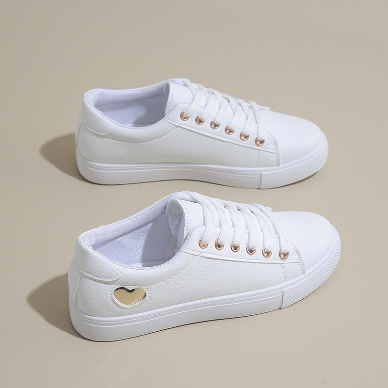 

Korean version basic spring and autumn student board shoes women 2025 Internet celebrity fashion love white shoes flat lace-up casual shoes 41