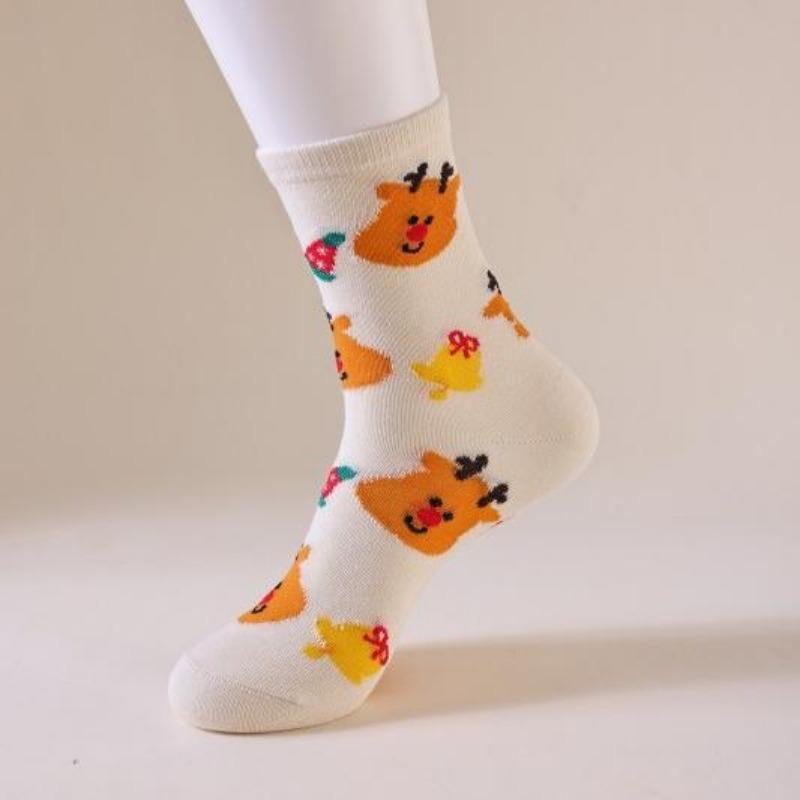 Women's Autumn and Winter Trend Comfortable Breathable Christmas Preppy Style Tube Socks